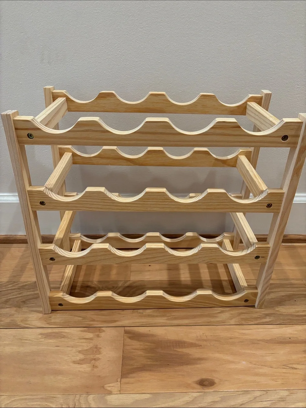 Natural Wood 4-Tier Wine Rack